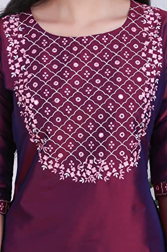Image of Purple Art Slik Kurta Set