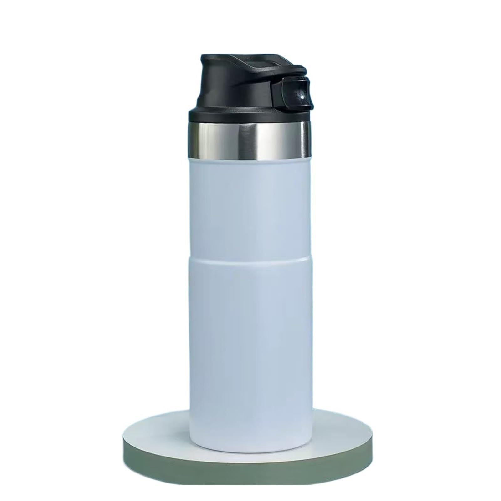 500ml Classic Trigger Action Travel Coffee Mug, 16OZ Double Wall Cup Insulated Sports Portable Bottle(White)