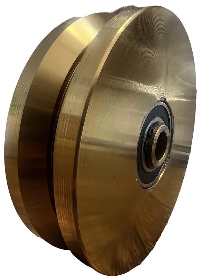 Miniatura 5 de JM - Rueda de acero con ranura en V de 6 pulgadas con puerta corredera de doble rodamiento, 5000 libras de rodillo deslizante + tornillo