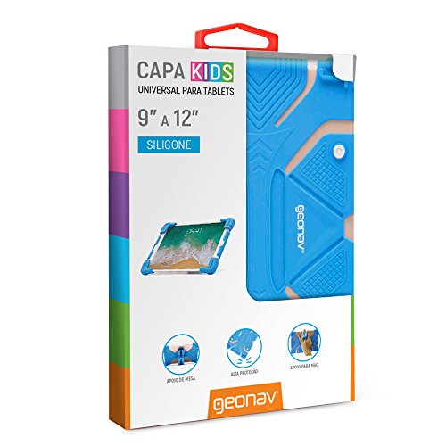 Capa Universal Para Tablets de 9 a 12 Polegadas Geonav em Silicone e Laterais Ajustáveis - Azul, GEO