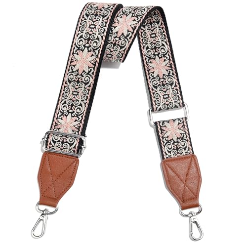 Image of Purse Strap,1.5 inch Leather End Shoulder Strap Adjustable Replacement,Retro Multi-Pattern Crossbody Bag Straps