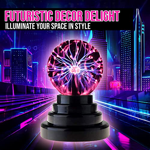 Brewish 3 inch Plasma Ball Lamp Touch Sensitive Novelty Nebula Sphere Globe Magical Orb Toy Gift for Kids, Men & Women for Birthday, Christmas, Party Celebrations (3 INCH) - USB & Battery Powered