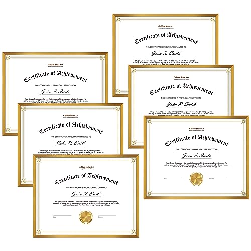 Golden State Art 8.5x11 Metal Certificate Frame Bronze 6 Pack Real Glass