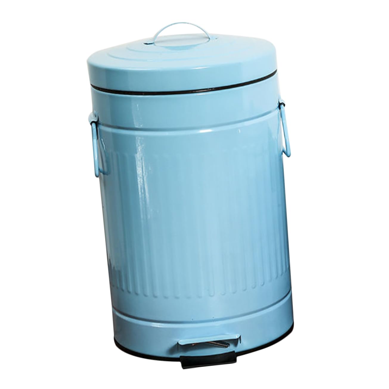 PRETYZOOM Pedal Trash Can Lid 13 Gallon Kitchen Waste Bin Stainless Steel Garbage Container Versatile Foot-Operated Trash Holder for Bathroom Office and Home