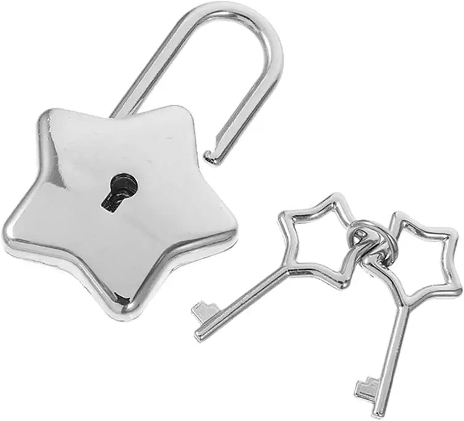 Five Pointed Star Shape Padlock Sturdy Material AntiRust Small Lock for Box Handbag Diary Books Metal Hardware Decorative 1Pcs(As Shown)