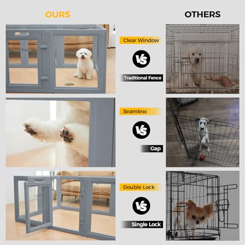 Image of EVERFRONT Clear Acrylic Dog Playpen - Clear Dog Play Pen - Easy Assemble Acrylic Dog Playpen - Puppy Playpen, Cat Playpen, Small Animal Playpen, Dog Play Pen Indoors