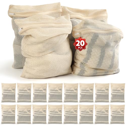 20Pcs Large Mesh Laundry Bags Zippered, Delicate Wash Bag for Delicates | Breathable & Gentle on Delicates No Spills, No Snags Extend Garment Life Washing Machine, Dryer & Storage