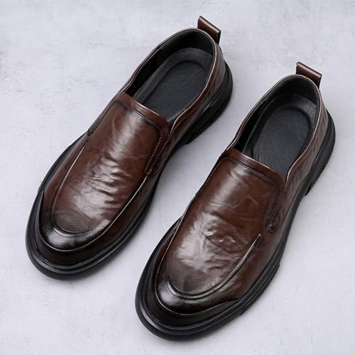 Men's Leather Round Toe Slip-On Loafers Comfort Breathable Oxford Shoes Casual Business Formal Shoes3