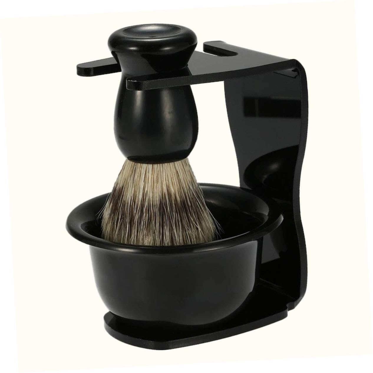 minkissy Facial Cleaning Essential Bristle Shaving Brush Stand Holder Sleek Shaving Bowl Set