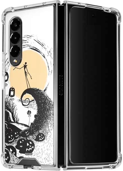 Skinit Clear Phone Case Compatible with Galaxy Z Fold4 5G - Officially Licensed Disney The Nightmare Before Christmas Jack on Spiral Hill Art Design