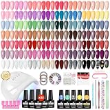 VANREESA Gel Nägel Set, 55 Farben U V Nagellack Set mit 48W U V...