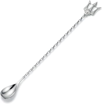Homestia Bar Spoon, 12 Stainless Steel Cocktail Spoon, Trident Handle End