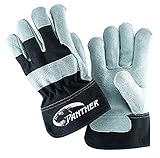 Galeton Panther Select Leather Palm Gloves Safety Cuff Black and Gray 12 Pack 2134, Black/Gray