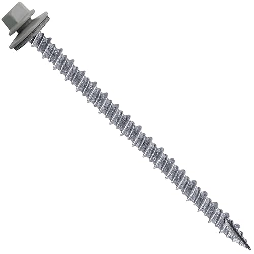 Tornillos para techos de metal #10: (250) Tornillos x 3 "ABC GRIS Tornillo de techo de chapa de metal para techo. Tornillos de metal para