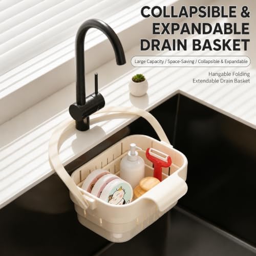 Kitchen Sink Drain Strainer, Hanging Sink Drain Basket with Foldable Design, Sink Strainer Basket for Food Scraps, Produce Rinsing, Pasta Draining & Kitchen Cleanup - 2