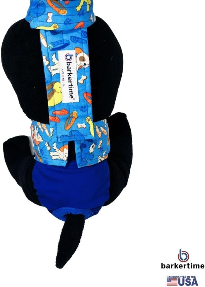 Dreamy Dog on Blue Dog Diaper Overall, M, Without Tail Hole - Made in USA