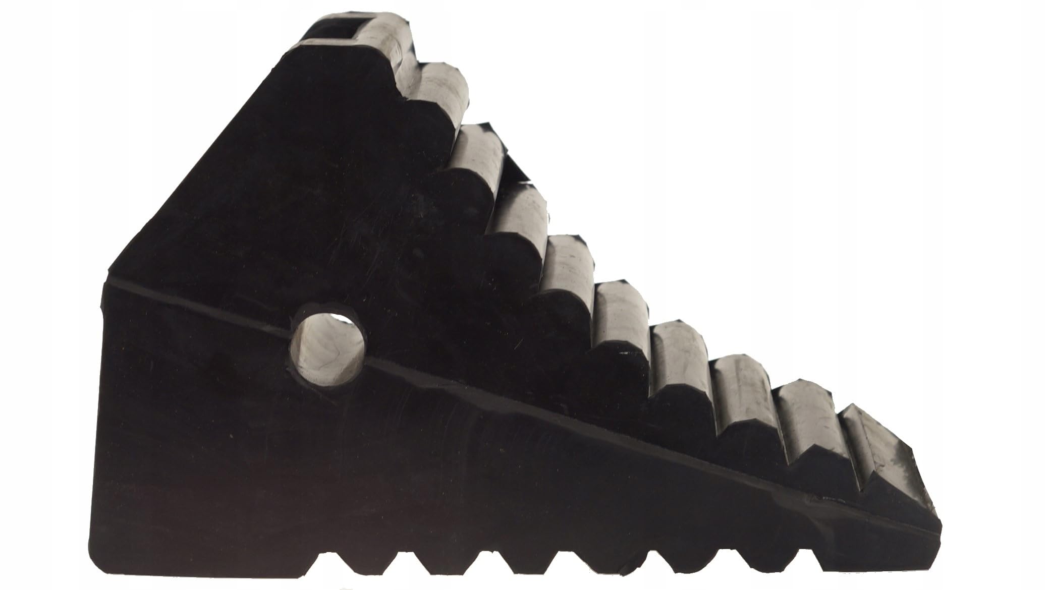 Unterlegkeil Gummi 30x15x19 cm 1 Stück | Unterlegkeile, rutschfest, belastbar, Tragegriff, Loch für Sicherungsseil, Pkw, Anhänger, Motorrad, Gabelstapler
