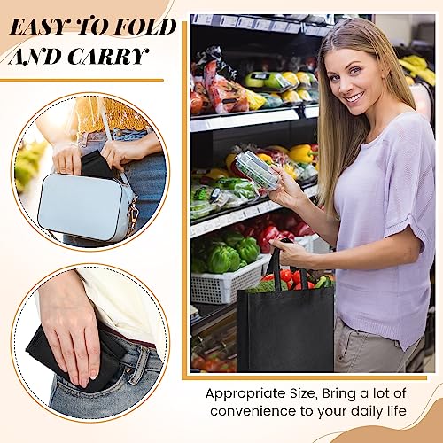 Amylove 80 Pcs Non Woven Tote Bags Bulk Large Reusable Gift Bag Reusable Grocery Bags, 15 x 11. 8 x 4 Inches(Black)