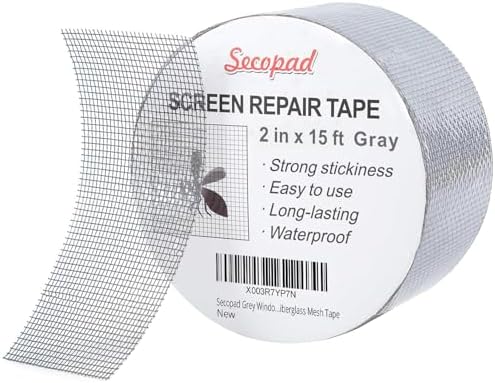 Secopad Fliegengitter Reparatur Klebeband Set (5 cm x 4,5 m, Grau) | Ultra-Kleber, Selbstklebend, Einfache Anwendung, Geeignet für Fliegengitter und Fliegentüren, Große Kapazität