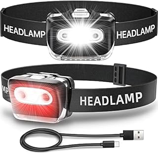 LED Head Torch Rechargeable 2-Pack, Newest Headlight PRO [Upgraded LED Chips] Super Bright Head Lamp with 7 Modes for Outdoor Camping Running Cycling Fishing, Lightweight and Comfort to Wear