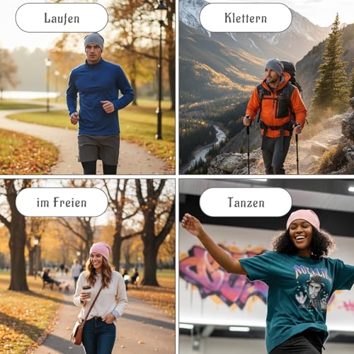 GakQll 3er Pack Chemo Kopfbedeckung Damen Sommer, Beanie Damen, Atmungsaktive Schlafmütze, Beanie Mütze für Joggen, Fahrradfahren, Schlafen, Schwarz, Rosa, Beige