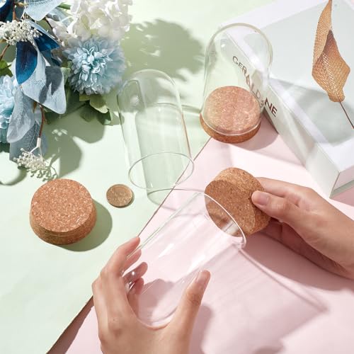 BENECREAT 3 Set Dome Display Glass Jar with Cork, 65x133mm Bell Cloche Glass Decoration Case for Flower Plants Specimens - Image 3