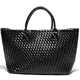 Weayouth Woven Bag Shopper Bag Travel Handbags and Purses Women Tote Bag Large Capacity Shoulder Fashion Bags 2022 (black)