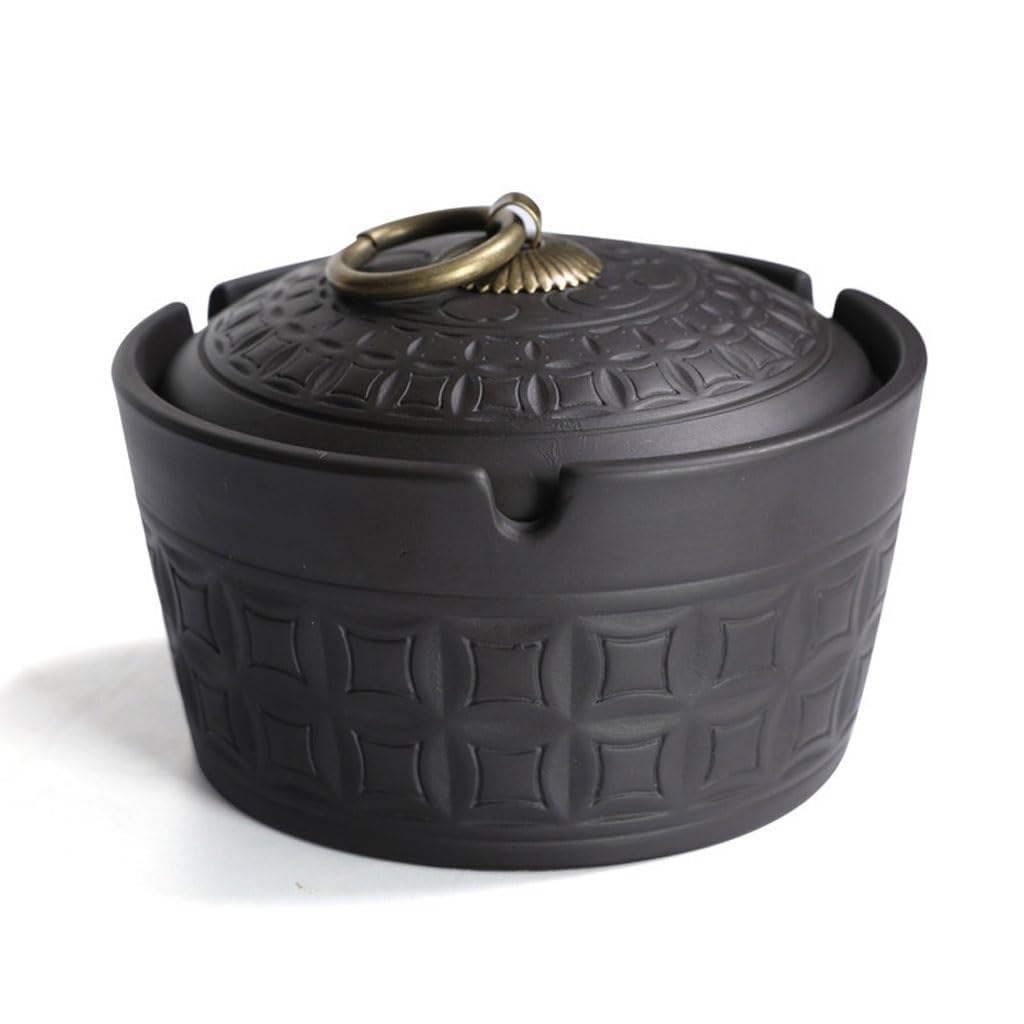 GFHTRELY Ashtray Household Creative Ashtray With Lid Purple Sand Tea Stove Table Ceramic Set Accessories Smoke Tray