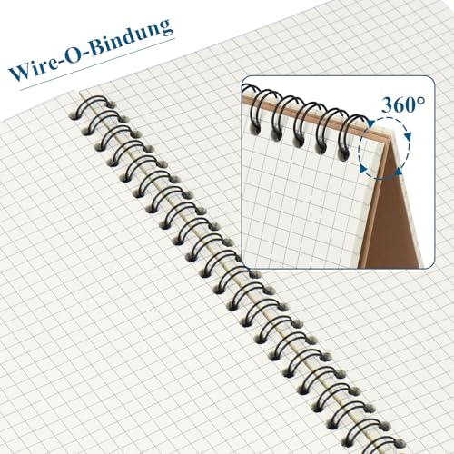 ZCZN Notizbuch A5 kariert, 12 Stück Spirale Notizblock, 60 Blatt, Heft für Büro und Schule