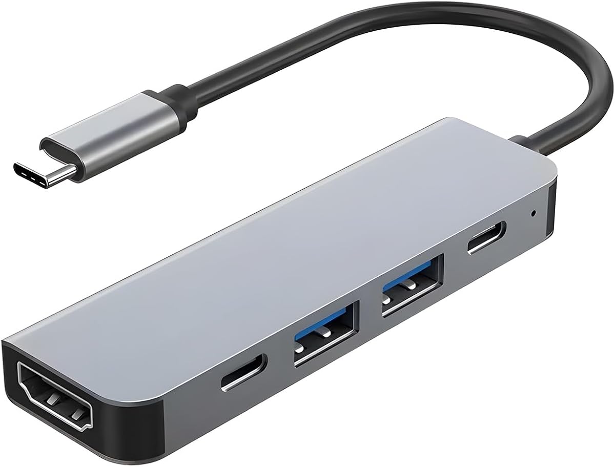 USB C Hub HDMI Adapter, 5 in1 Docking Station with 4K HDMI, USB C Data Port,100W PD, and USB 3.0 & 2.0 Compatible for MacBook Pro/Air, Dell XPS, Lenovo Thinkpad More Type C Devices