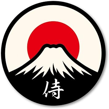 Japan Mount Fuji Sticker Japanese Rising Sun Travel Decal Round Waterproof Vinyl for Car Laptop Water Bottle Suitcase Samurai
