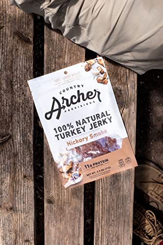 Hickory Smoke Turkey Jerky By Country Archer, 100% Natural, Gluten Free, Protein Snacks, 16 Ounce #TOP6