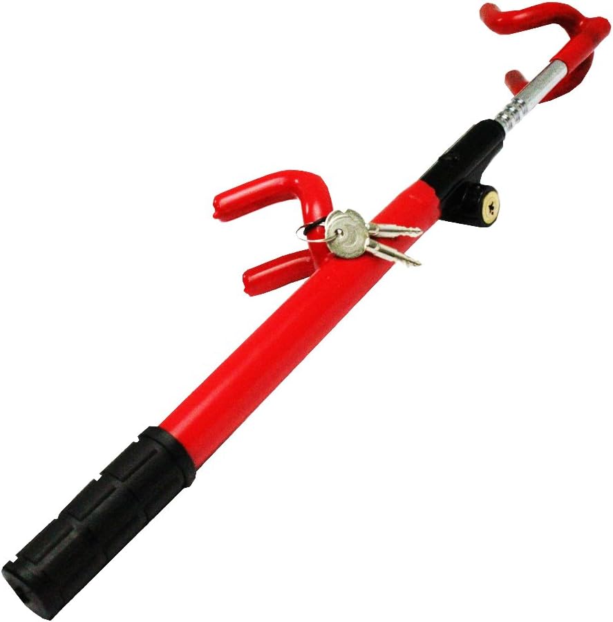 RX27-0122 Red Heavy Duty Twin Hooks Steering Wheel Lock