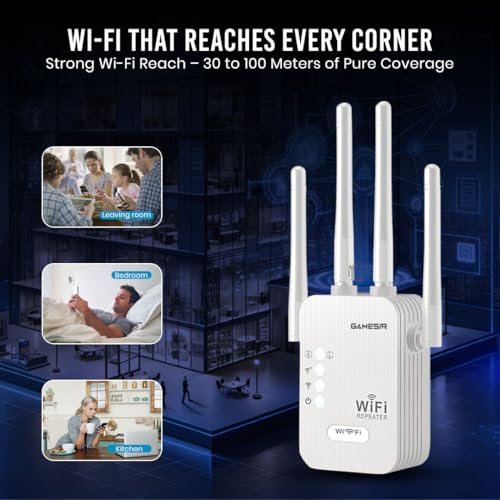 Image of GameSir WiFi Repeater 300Mbps Wireless Range Extender | 4 High-Gain Antennas | WiFi Signal Booster for Home, Office, | Supports WPS, AP & Repeater Mode (6)