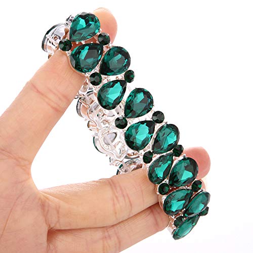 Molie Youfir Bridal Austrian Crystal Teardrop Knot Elastic Stretch Bracelet for Brides Wedding Party4