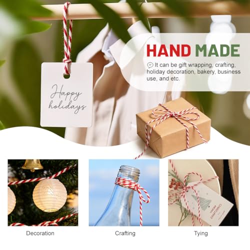 Image of SMART&CASUAL Red and White Cotton Twine, 700 Feet Natural Bakers String for Cooking, Crafts, Gift Wrapping, Butchers, Christmas and Wedding Decor