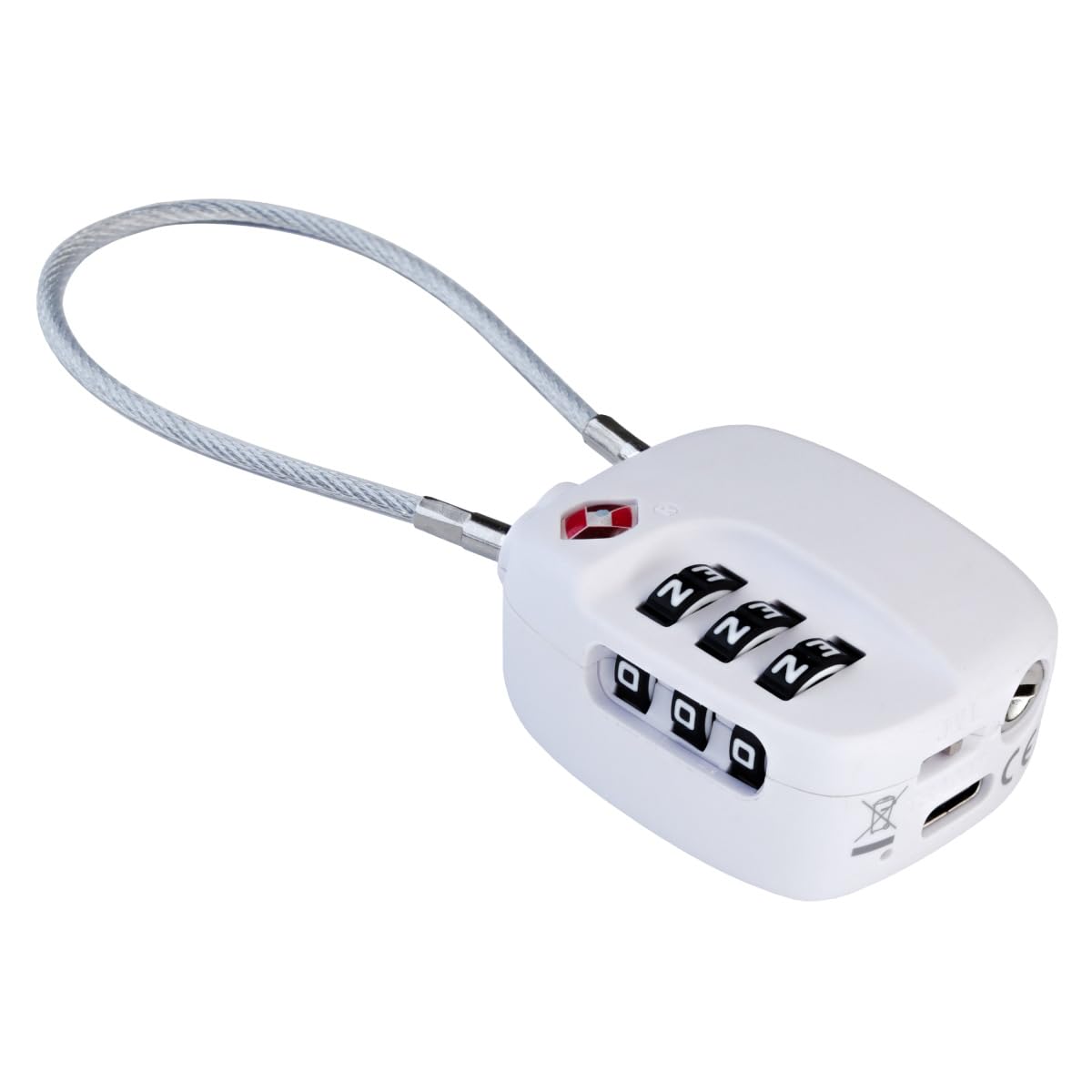 Boompods Cadenas Valise avec Fonction de Localisation - Cadenas Connectée avec Traceur Compatible avec Apple Find My App, Verrou Intelligent TSA pour Valise et Bagages, Batterie Rechargeable - Blanc