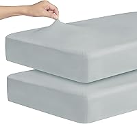 Magik & Kover Stretchy Fitted Crib Sheets 2 Pack Grey - Soft Breathable Microfiber for Standard Crib & Toddler Mattress 52x28"