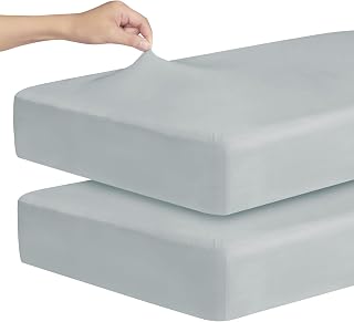 Magik & Kover Stretchy Fitted Crib Sheets 2 Pack Grey - Soft Breathable Microfiber for Standard Crib & Toddler Mattress 52x28"