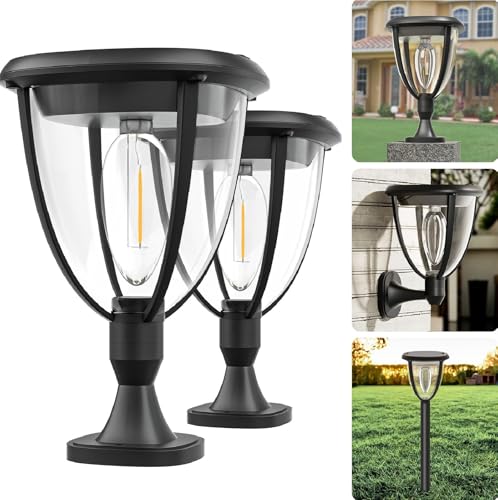 HomaVida luz Solar Exterior Jardin 3 en 1, 2 Paquete Luces Solares Led Exterior Jardin 3 Modos, Aplique IP65 Iluminación Solar de Pared, Lámpara de Pared Focos Para Jardin,Garaje,Patio,Valla,Pasillo