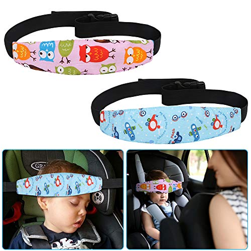 URAQT 2PCS Baby Kids Safety Head Support Hugger, Toddler Car Seat Head Strap Nap Aid Holder Belt, Neck Protection Belt