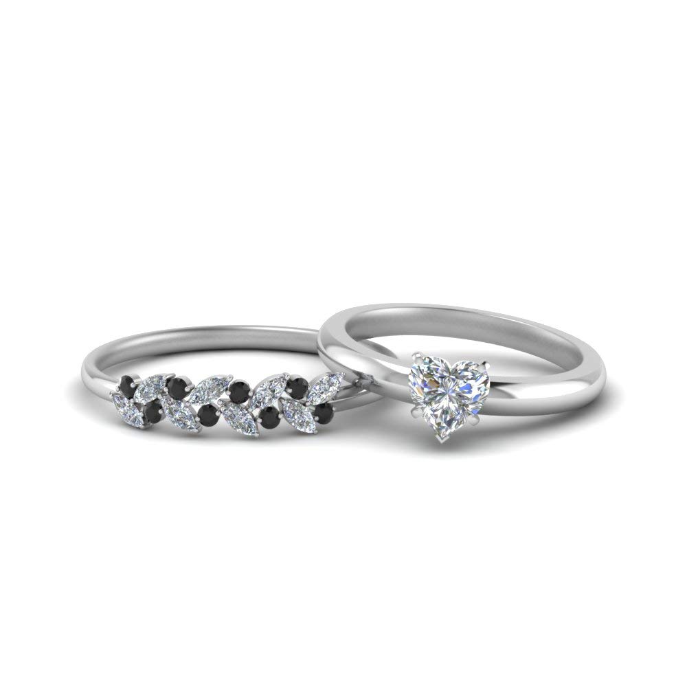 Choose Your Gemstone Unique Diamond CZ Bridal Ring Set 925 Sterling Silver Heart Shape Wedding Ring Sets Matching Jewelry Wedding Jewelry Easy to Wear Gifts US Size 4 to 12