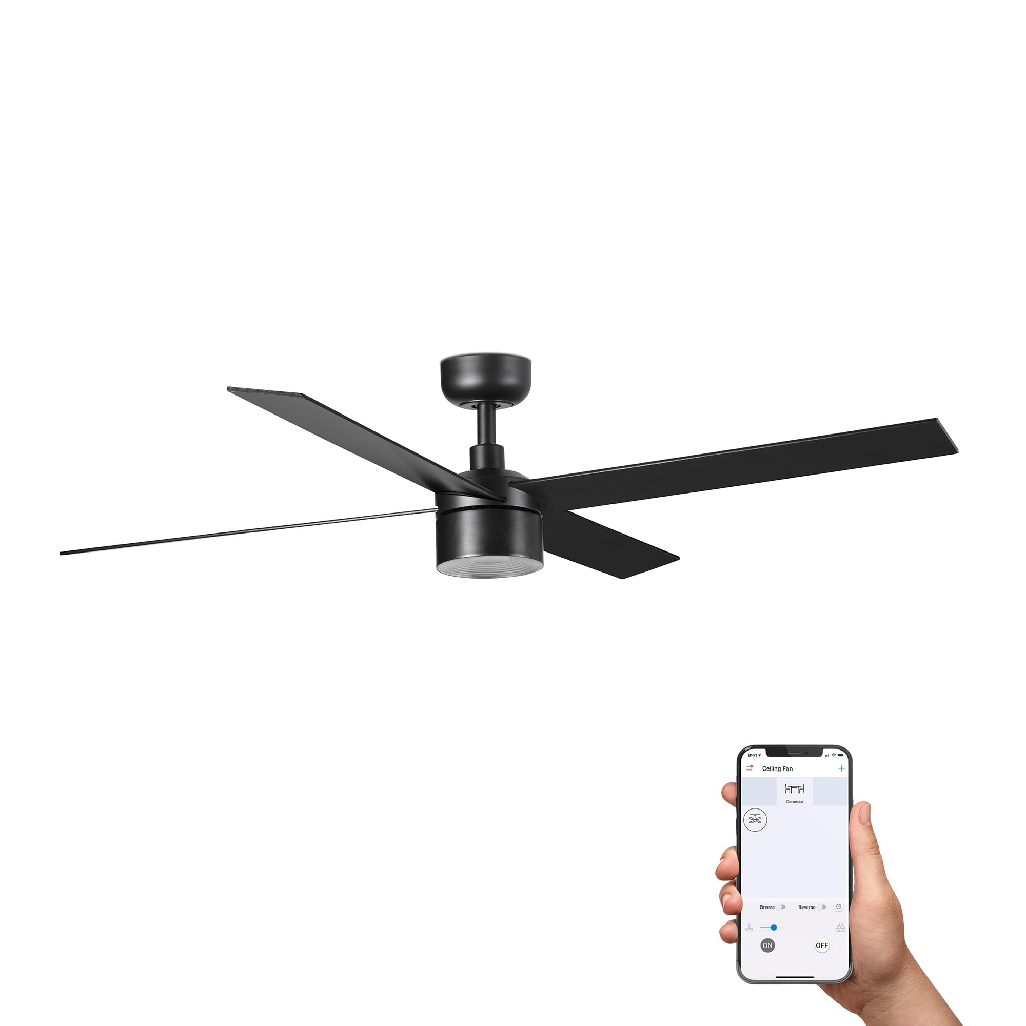 FARO Faro Rudder Tek L lampada da soffitto Nero Opaco Alluminio Ø1320 4 punti luce 3000K Tuya modello FARO-34356WT3N