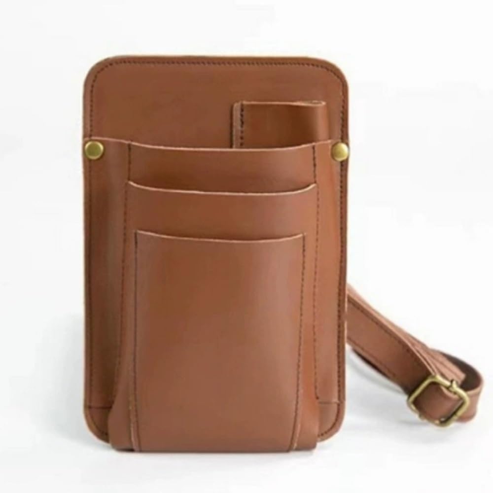 Borsa per Forbici da Parrucchiere Borsa a tracolla for parrucchiere, porta-pettine, marsupio per Salone(Marrone)