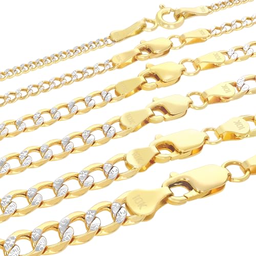 Nuragold 10K ���A���C�G���[�S�[���h �L���[�o�_�C�������h�J�b�g �p���F�J�[�u�����N�`�F�[���l�b�N���X 16�C���`~30�C���` (2mm-6.5mm) �C�^���A���W���G���[ �j�����p, 26", �C�G���[�S�[���h, ��΂Ȃ�