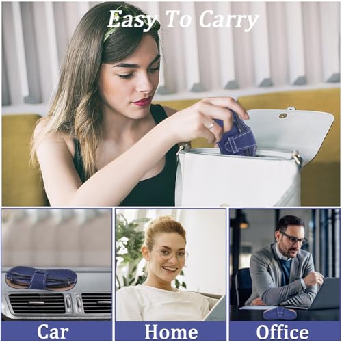 Image of CREATCABIN Leather Sunglasses Case Portable Glasses Bag Slim Squeeze Lightweight Travel Eyeglasses Holder Pouch with Soft Cleaning Cloth Gift for Family Friends Holiday Vacation 6.9x3.4 Inch Blue