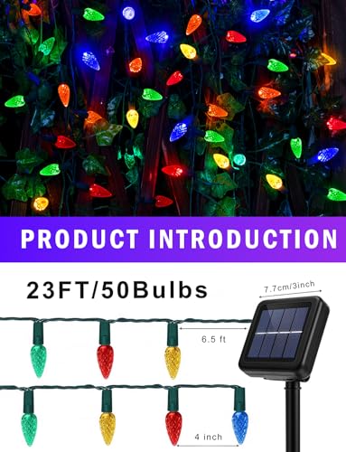 L LAMPOP 2 Pack Solar Christmas Lights Outdoor Waterproof C6 Strawberry LED String Lights 50 LEDs 23FT Solar Powered Fairy Lights for Garden Patio Yard Tree Wedding Holiday Decor — view 4