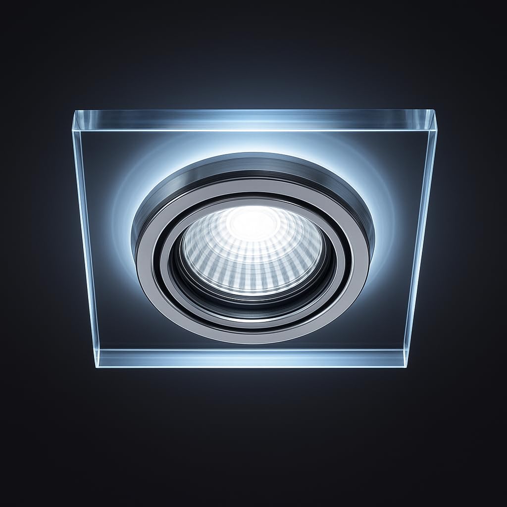 Kanlux Soren Square 2-Tone Halo GU10 Downlight Spotlight, Mains Powered, Blue/White/Warm White Finish, Recessed Ceiling Spot Light Bulb Included (Cold White Hal)