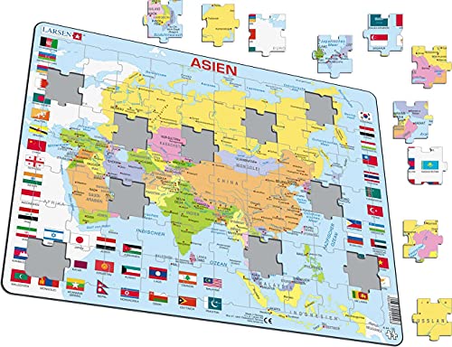 Larsen K44 Asien-Politische Karte, Deutsch Ausgabe, Rahmenpuzzle mit 70 Teilen