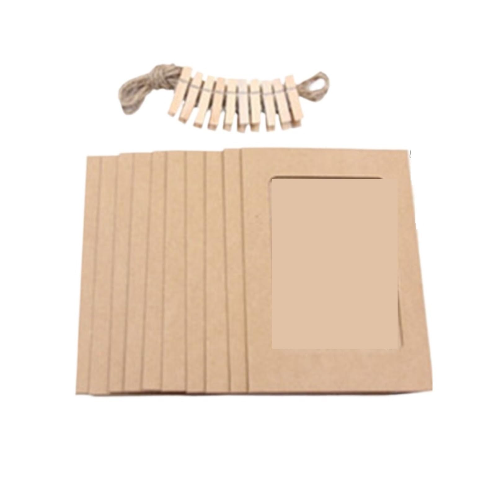 Cardboard Photo Frame 10pcs DIY Kraft Paper Picture Frames Home Decoration Photos Album Practical Craft Combination Frame with Clips